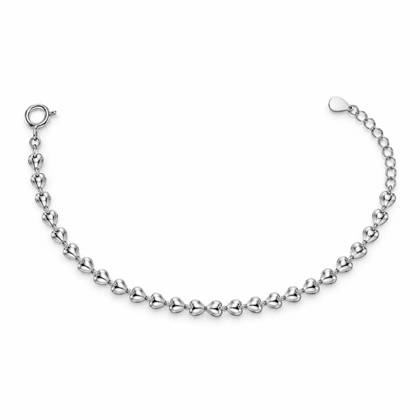 Elara Heart Link Silver Bracelet