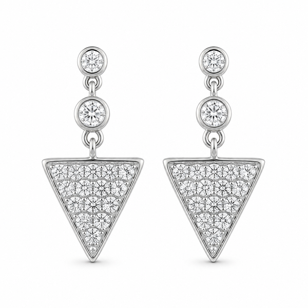 Geometric Triangle Stone Drop Earrings