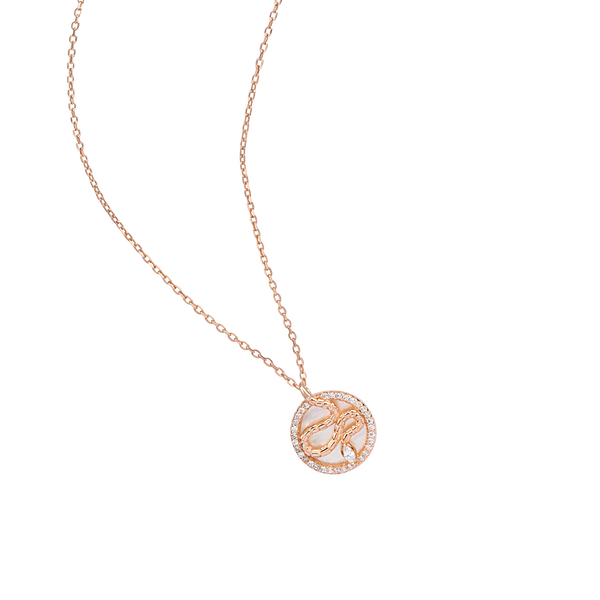 Rosé Leaf Halo Necklace
