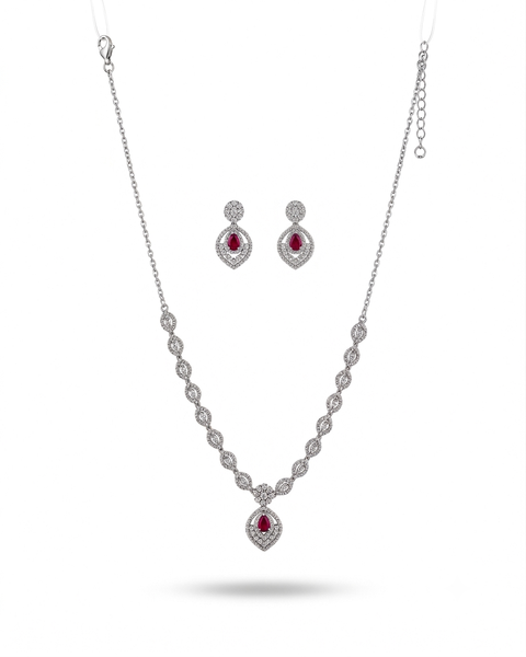 Rubelle Ruby Luxe Silver Jewellery Set