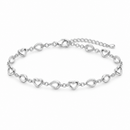 Polished 925 sterling silver heart link bracelet on a clean white background.