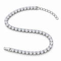 925 sterling silver clear stone tennis bracelet on white background  