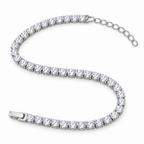 925 sterling silver clear stone tennis bracelet on white background  
