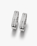 Eternal Bond matching 925 sterling silver couple rings with two rows of clear stones on white