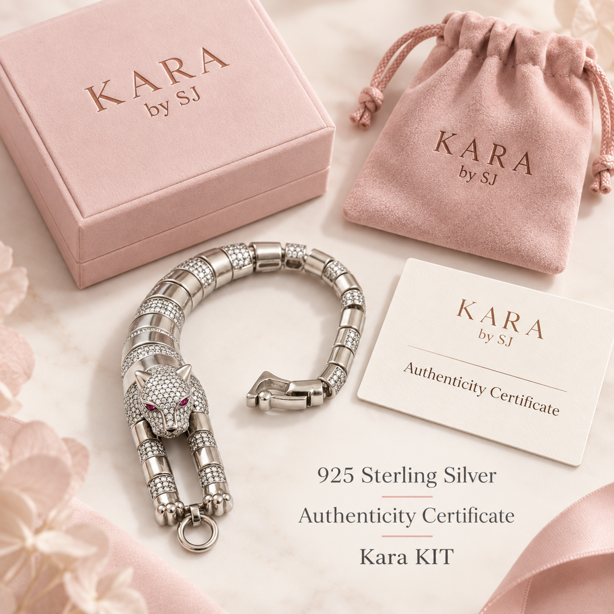 Kara by SJ silver panther bracelet with authenticity certificate and Kara KIT.