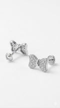 Bow Sparkle 925 Sterling Silver Stud Earrings