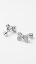 Bow Sparkle 925 Sterling Silver Stud Earrings