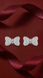 Bow Sparkle 925 Sterling Silver Stud Earrings