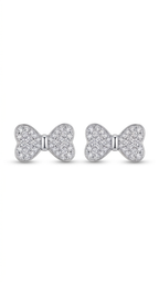 Bow Sparkle 925 Sterling Silver Stud Earrings