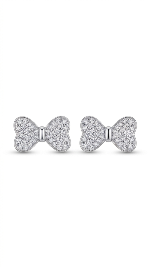 Bow Sparkle 925 Sterling Silver Stud Earrings