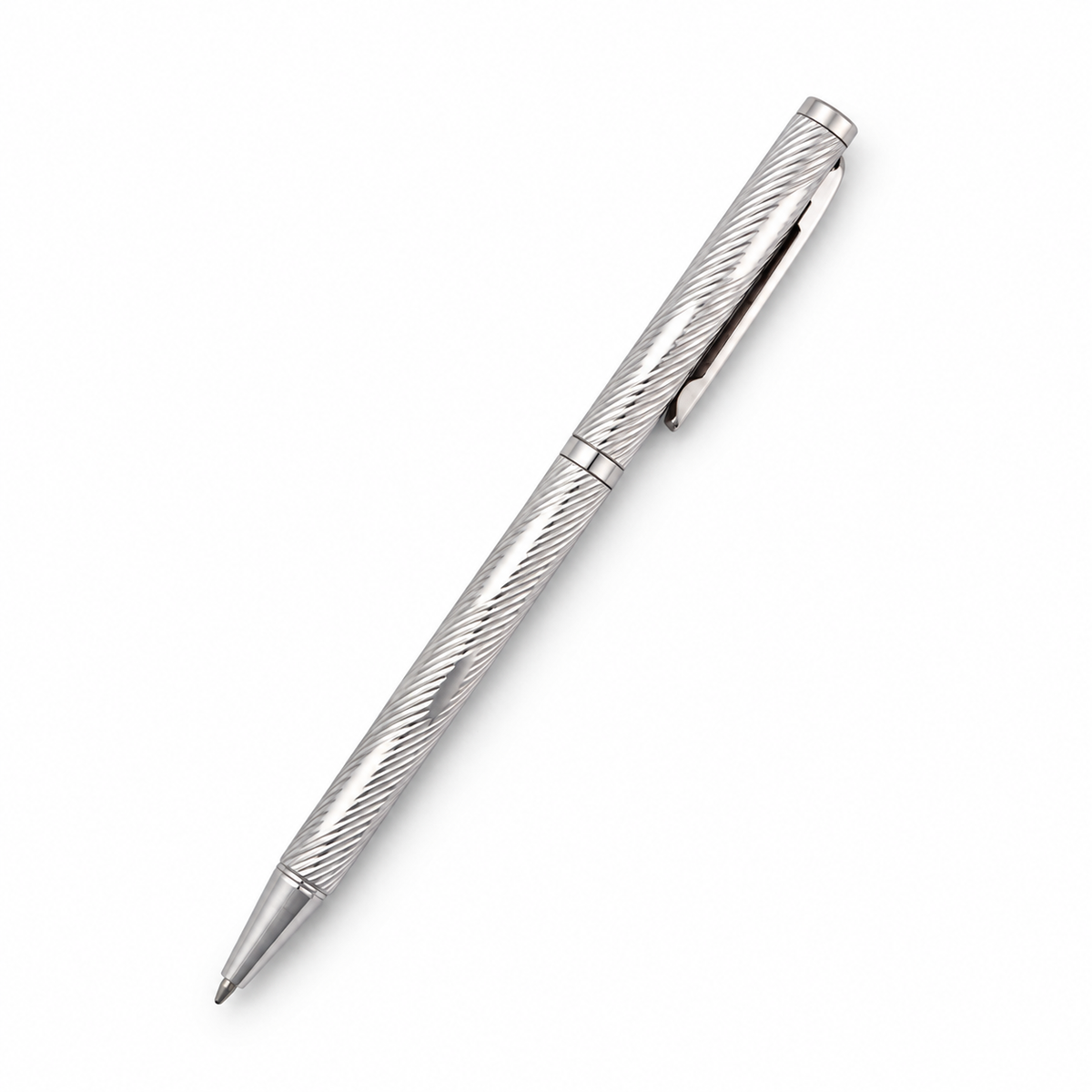 925 sterling silver ball pen displayed at a 45-degree angle