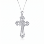 925 sterling silver filigree cross necklace on white background