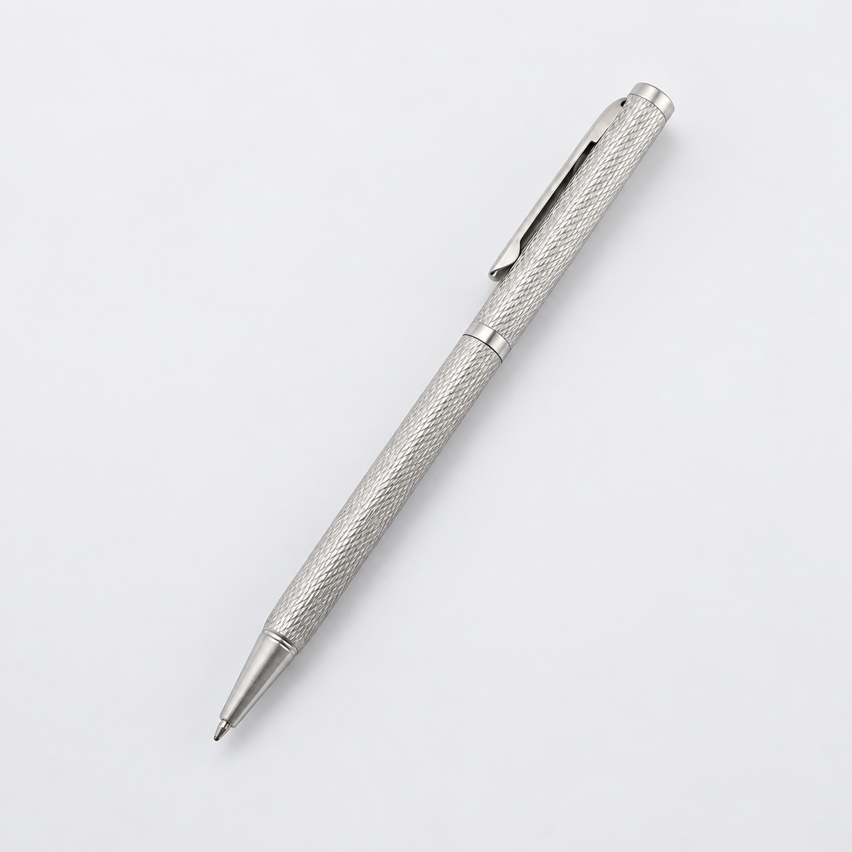 925 sterling silver ball pen displayed at a 45-degree angle