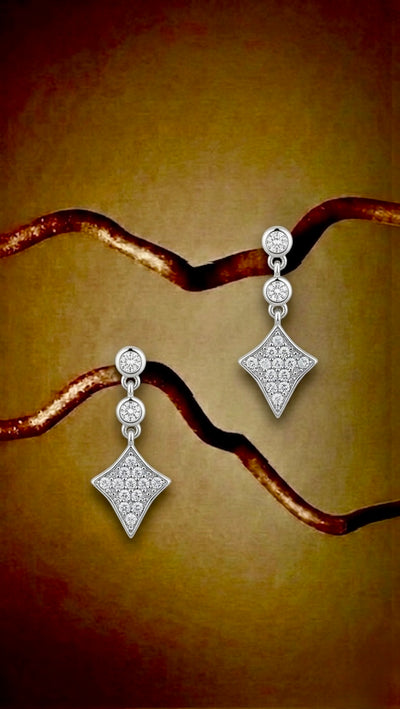 Diamond Cluster Drop Earrings