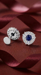 Luna Grid blue sapphire Studs