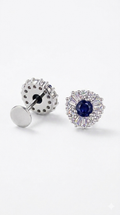 Luna Grid blue sapphire Studs
