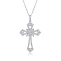 925 sterling silver filigree cross necklace with white cubic zirconia