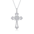 925 sterling silver filigree cross necklace with white cubic zirconia