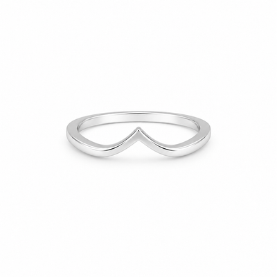 Vela V-shaped 925 sterling silver ring on white background