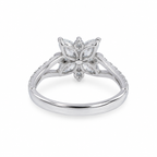 Adjustable band image: Rear view of Celeste Bloom adjustable floral ring showing its flexible split-band construction