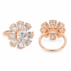 Band detail: Rear view of Rosé Baguette Bloom Ring showing its fixed band and raised five-petal setting