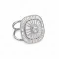 Main image: Regal Prism 925 sterling silver statement ring with square and baguette-cut clear stones on white background