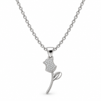 Main image: Everlasting Rose 925 sterling silver pendant with clear stones on a pure white background