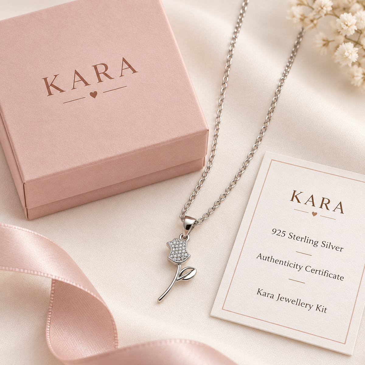 Trust image: Everlasting Rose Pendant with Kara Jewellery Kit and authenticity certificate