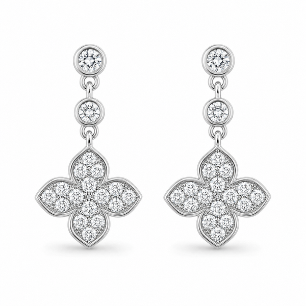 Floral Clover Drop Earrings