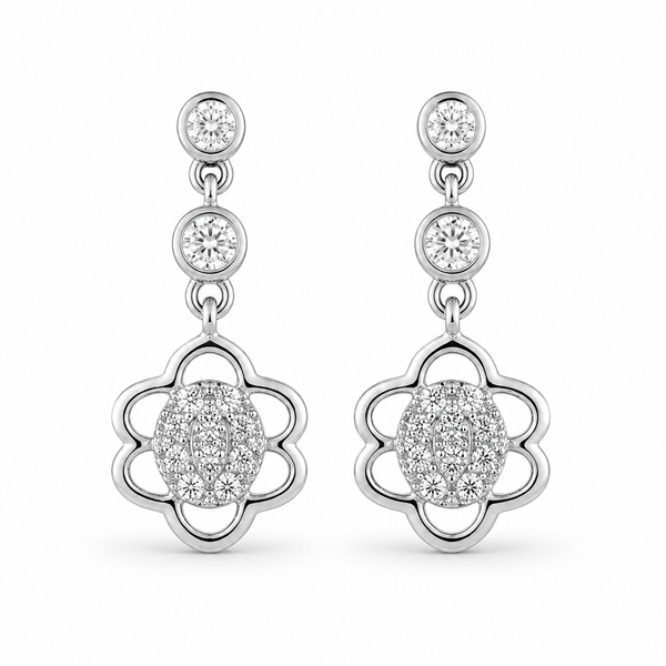 Floral Orbit Stone Drop Earrings