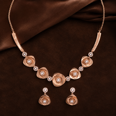 Valora Sculpted Petal Rose Gold Jewellery Set