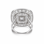 Band detail: Rear view of Regal Prism ring showing its elevated gallery and fixed double-loop silver band