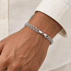 Indian man wearing an eight-inch core silver bracelet