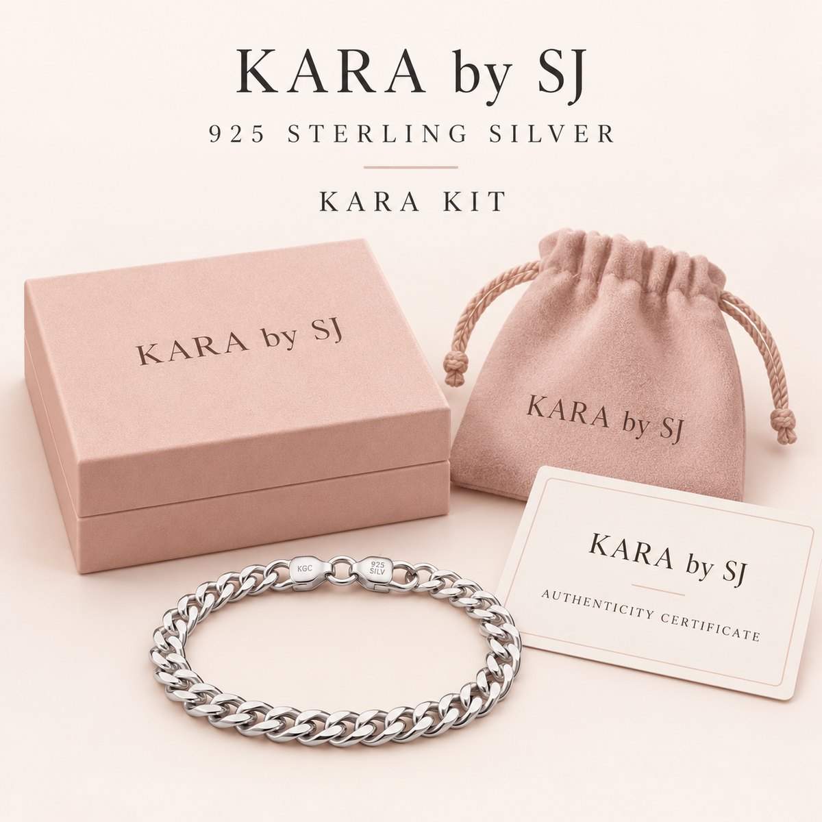Men’s 925 sterling silver bracelet with Kara KIT and authenticity certificate