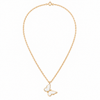 Gold-tone white butterfly pendant chain on a clean white background  