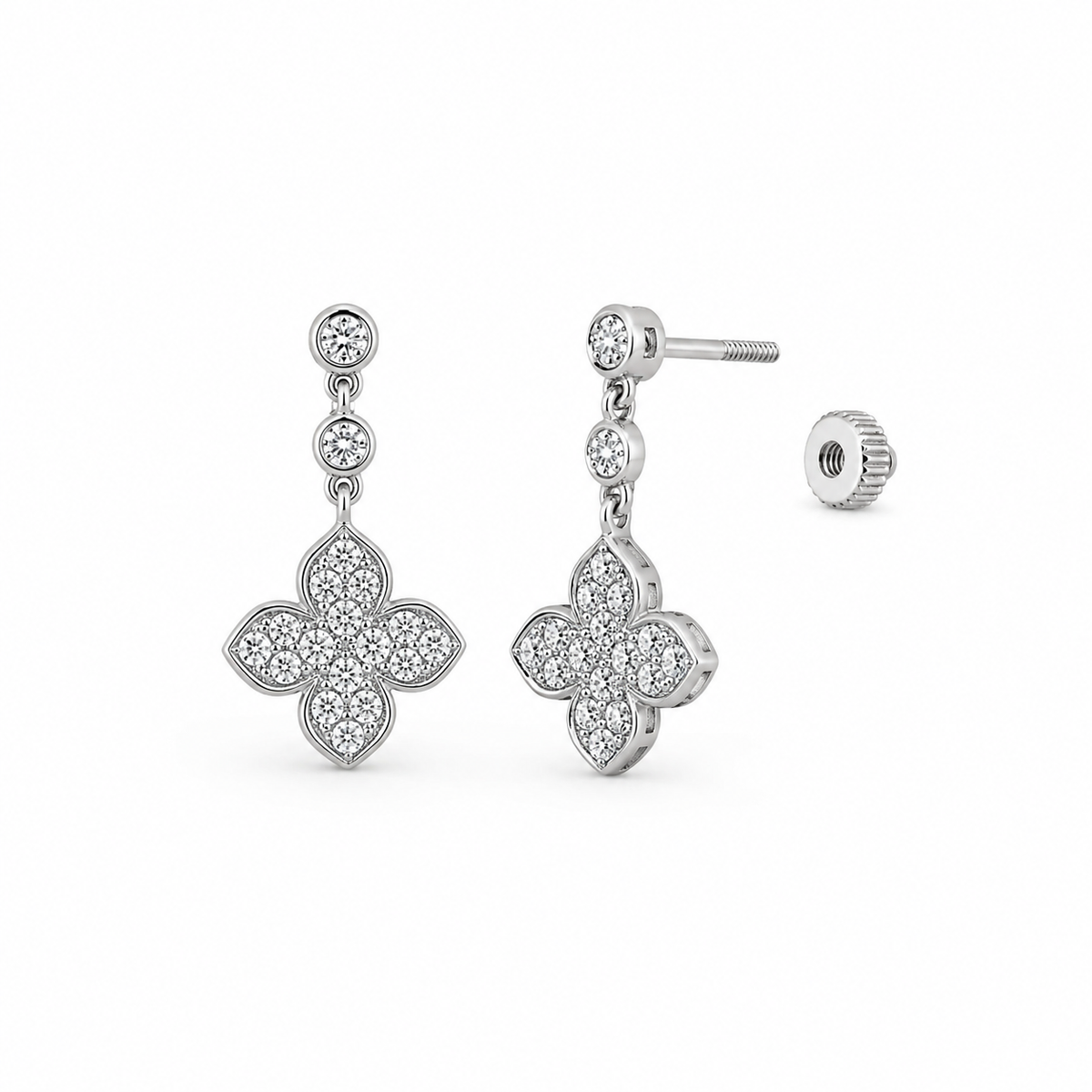 Floral Clover Drop Earrings