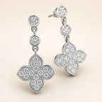 Floral Clover Drop Earrings