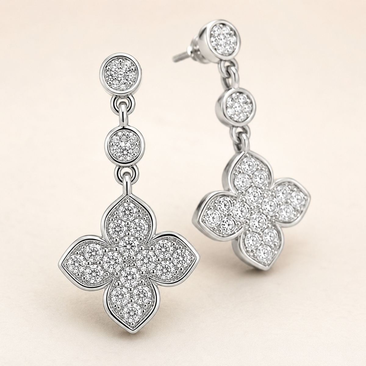 Floral Clover Drop Earrings
