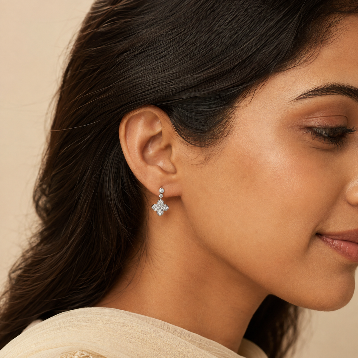 Floral Clover Drop Earrings