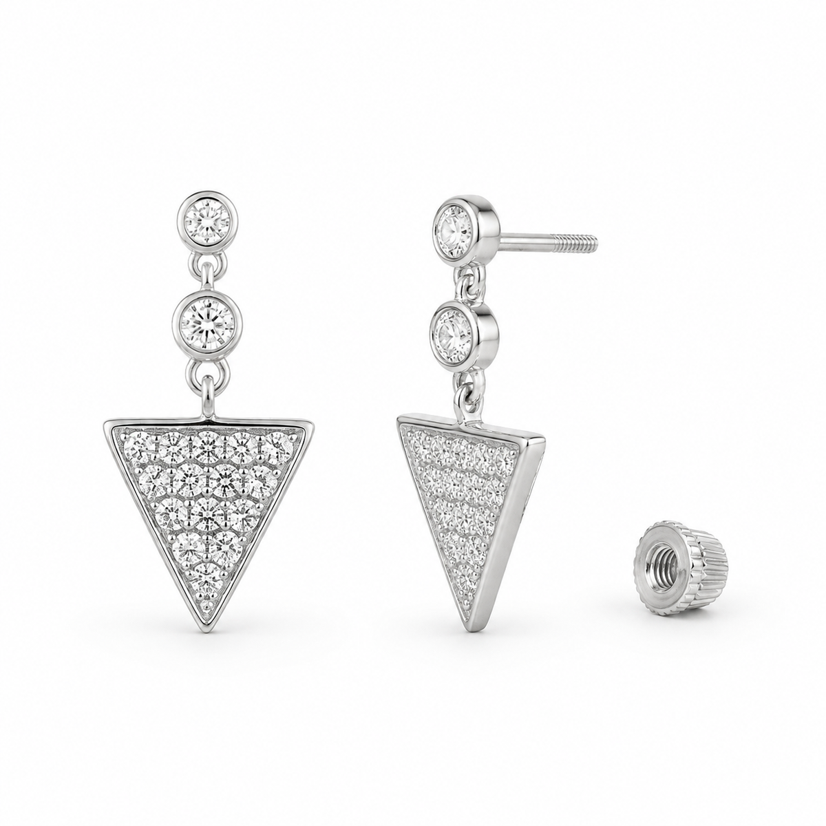 Geometric Triangle Stone Drop Earrings