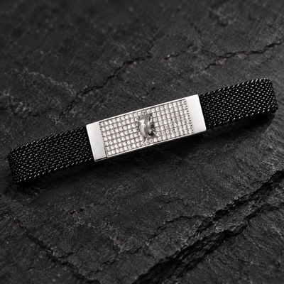 Vakratunda Ganesha Pave Silver Bracelet