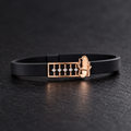 Papillon Charm Black Strap Silver Bracelet