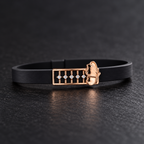 Papillon Charm Black Strap Silver Bracelet