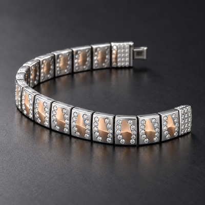 Orion Rose Gold Pave Silver Bracelet