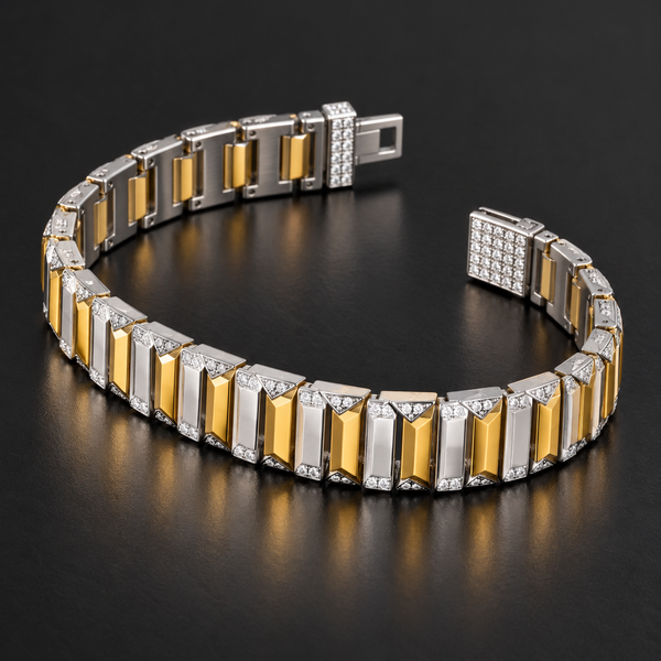 Apex Geometric Dual-Tone Silver Bracelet