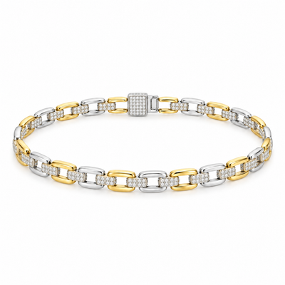 Vanguard Pave Link Silver Bracelet