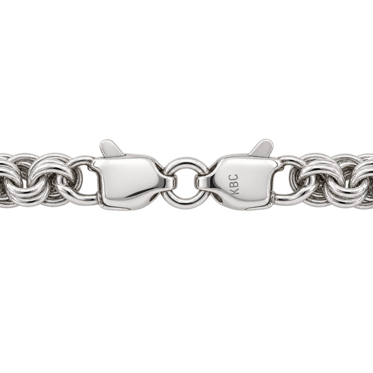 Double-clasp closure mechanism on a Core silver bracelet