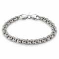 Men’s core link 925 sterling silver bracelet on a white background