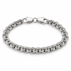 Men’s core link 925 sterling silver bracelet on a white background