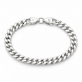 Men’s curb link 925 sterling silver bracelet on a white background